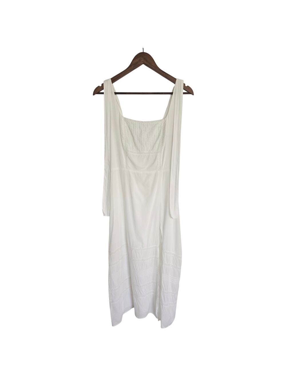 Reformation White Midi Dress Side Slit Tie Strap Organic Cotton 6